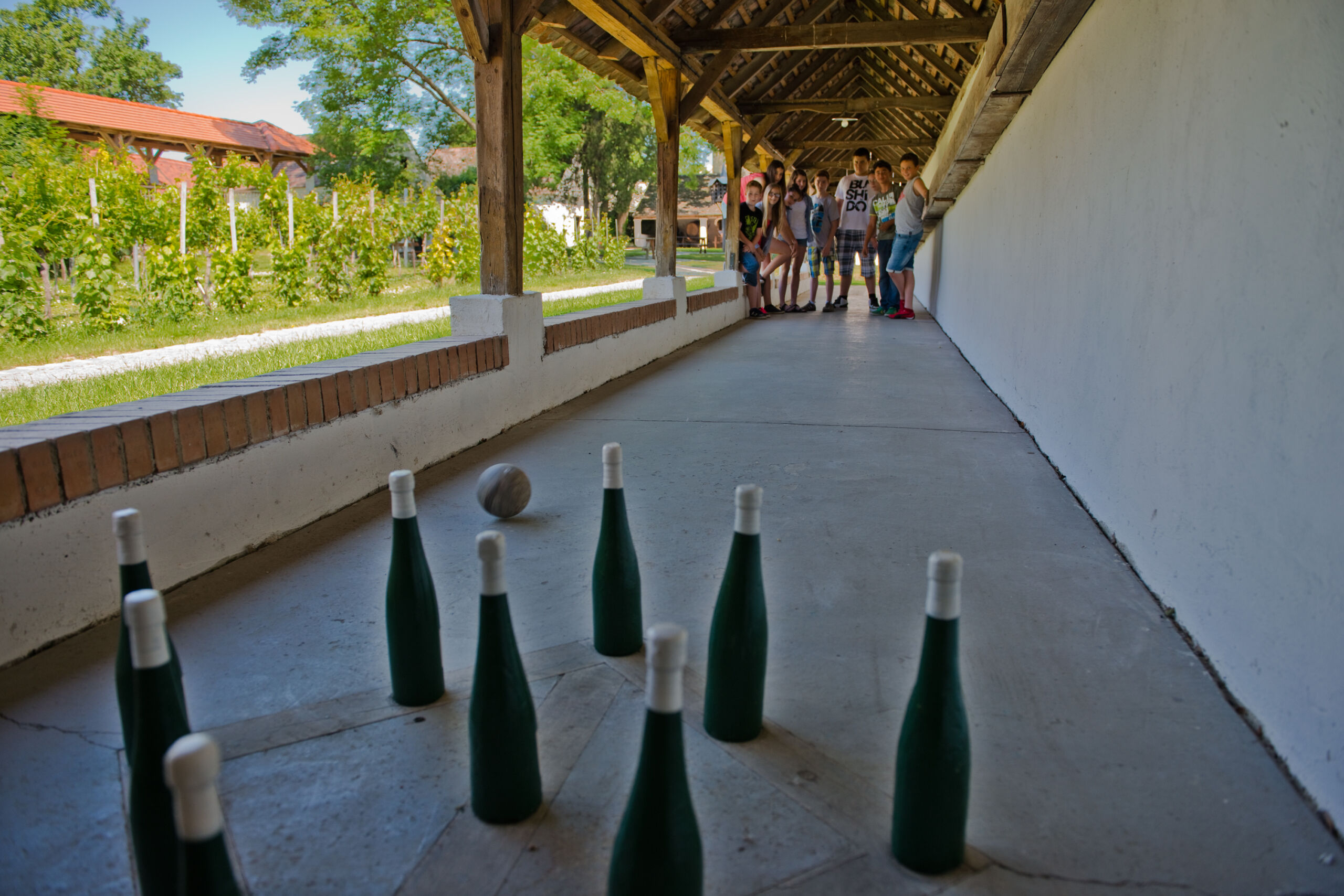 Flaschenkegeln Kinder Holzkegelbahn Museum WEIN+TRAUBEN Welt Poysdorf_Loizenbauer